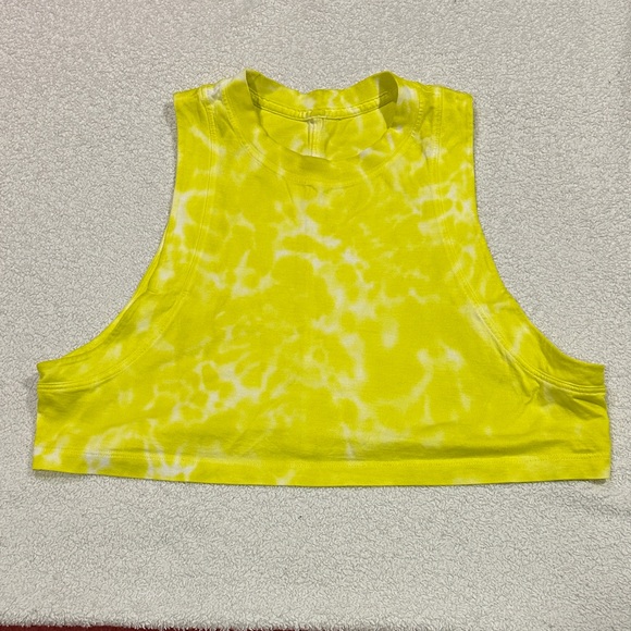 lululemon athletica Tops - Lululemon- Yellow Tie-Dye Sleeveless muscle Crop Top size 2-4? ( no size tag )